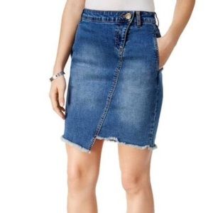 KUT from the Kloth May denim asymmetrical skirt